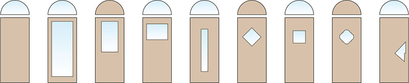Двери филенчатые одностворчатые с фрамугой арочной формы