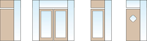 Двери филенчатые с фрамугой и боковой панелью